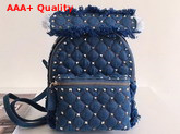 Valentino Mini Denim Rockstud Spike Backpack in Blue Replica