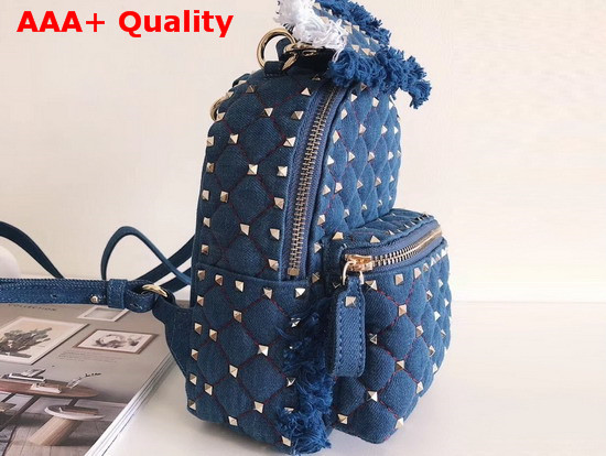 Valentino Mini Denim Rockstud Spike Backpack in Blue Replica