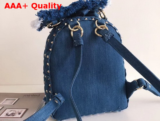 Valentino Mini Denim Rockstud Spike Backpack in Blue Replica