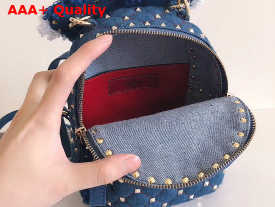 Valentino Mini Denim Rockstud Spike Backpack in Blue Replica