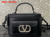 Valentino Mini Loco Calfskin Handbag with Jewel Logo Black Replica