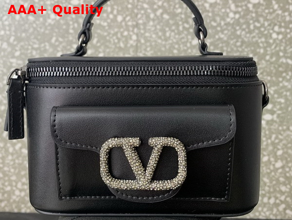 Valentino Mini Loco Calfskin Handbag with Jewel Logo Black Replica