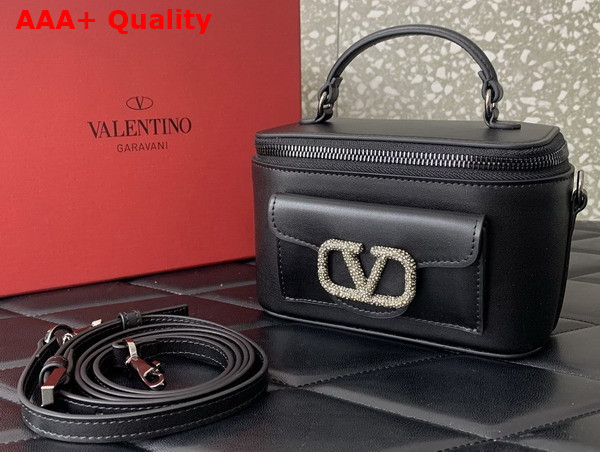 Valentino Mini Loco Calfskin Handbag with Jewel Logo Black Replica