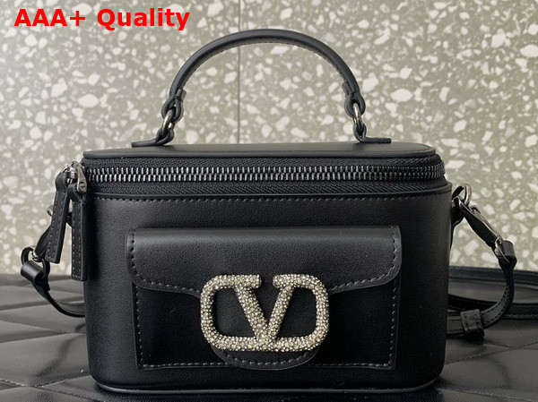 Valentino Mini Loco Calfskin Handbag with Jewel Logo Black Replica