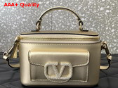 Valentino Mini Loco Calfskin Handbag with Jewel Logo Light Gold Replica