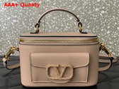 Valentino Mini Loco Calfskin Handbag with Jewel Logo Nude Replica