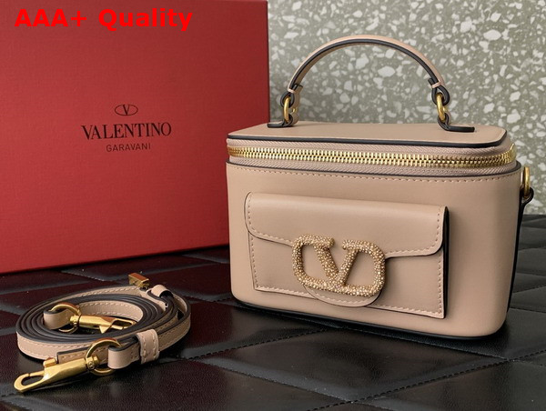 Valentino Mini Loco Calfskin Handbag with Jewel Logo Nude Replica