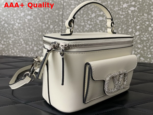 Valentino Mini Loco Calfskin Handbag with Jewel Logo White Replica