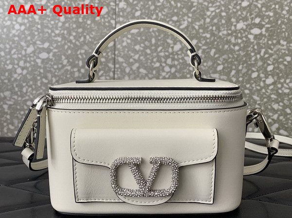 Valentino Mini Loco Calfskin Handbag with Jewel Logo White Replica