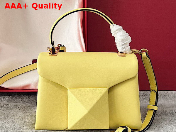 Valentino Mini One Stud Handbag in Yellow Nappa Leather Replica