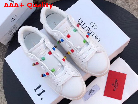 Valentino Multicolor Rockstud Untitled Sneaker in White Replica