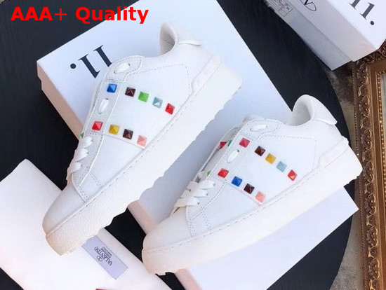 Valentino Multicolor Rockstud Untitled Sneaker in White Replica