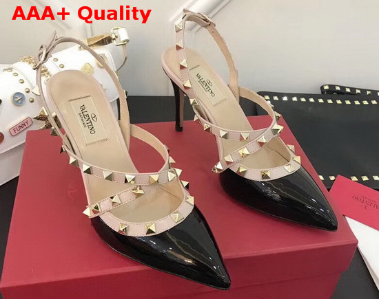 Valentino Patent Rockstud Caged Pump in Black Replica