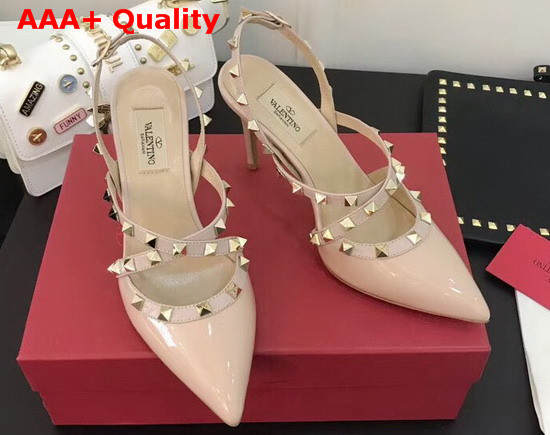 Valentino Patent Rockstud Caged Pump in Nude Replica