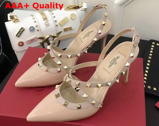 Valentino Patent Rockstud Caged Pump in Nude Replica