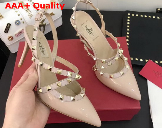 Valentino Patent Rockstud Caged Pump in Nude Replica