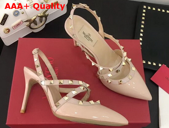 Valentino Patent Rockstud Caged Pump in Nude Replica