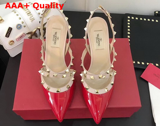 Valentino Patent Rockstud Caged Pump in Red Replica