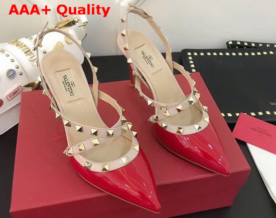 Valentino Patent Rockstud Caged Pump in Red Replica