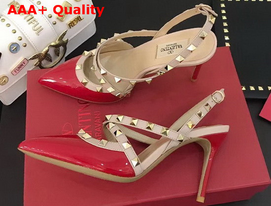 Valentino Patent Rockstud Caged Pump in Red Replica