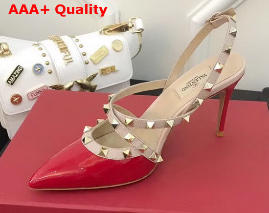 Valentino Patent Rockstud Caged Pump in Red Replica