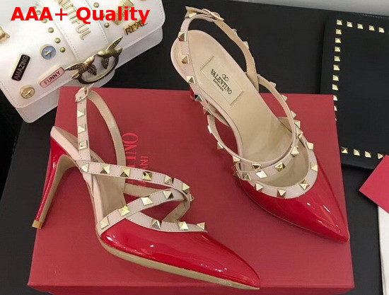 Valentino Patent Rockstud Caged Pump in Red Replica