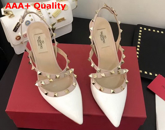 Valentino Patent Rockstud Caged Pump in White Replica