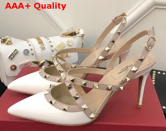 Valentino Patent Rockstud Caged Pump in White Replica