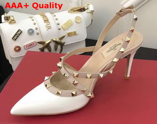 Valentino Patent Rockstud Caged Pump in White Replica