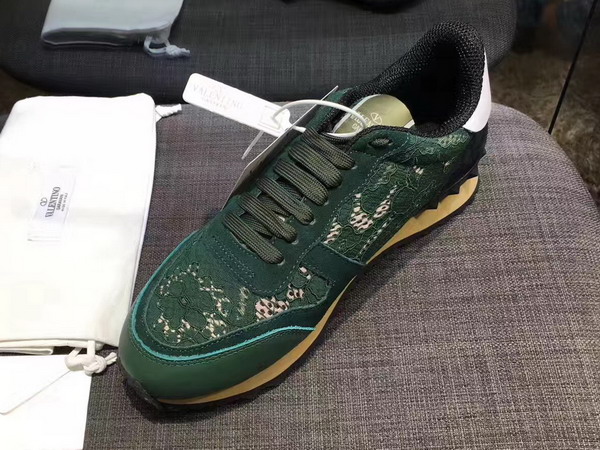 Valentino Rockrunner Lace Sneaker in Green For Sale