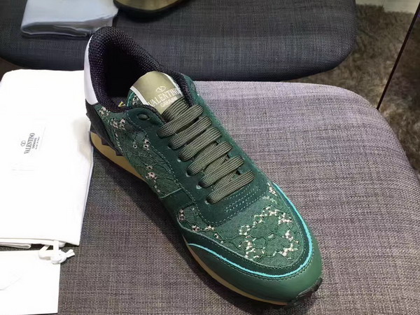 Valentino Rockrunner Lace Sneaker in Green For Sale