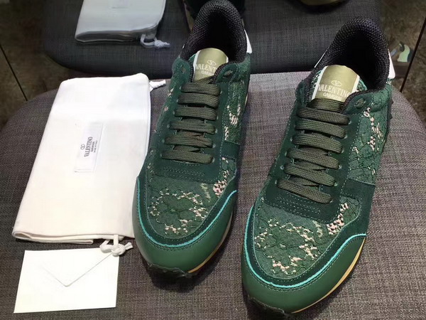 Valentino Rockrunner Lace Sneaker in Green For Sale