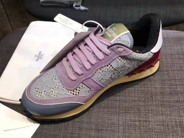 Valentino Rockrunner Lace Sneaker in Light Purple For Sale