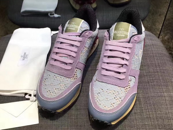 Valentino Rockrunner Lace Sneaker in Light Purple For Sale