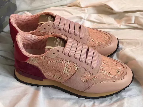 Valentino Rockrunner Lace Sneaker in Pink For Sale