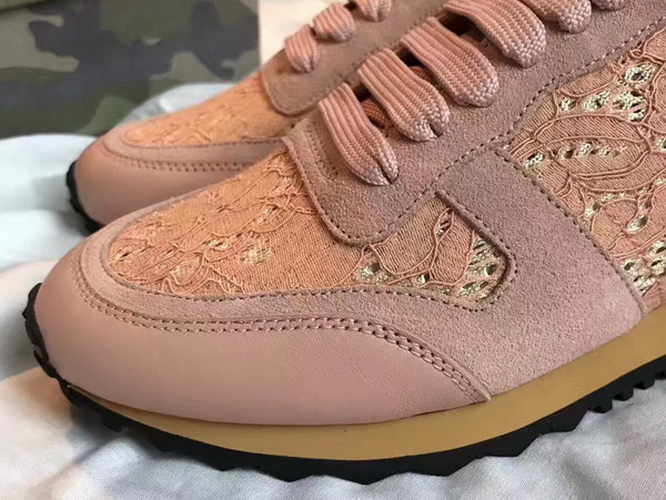 Valentino Rockrunner Lace Sneaker in Pink For Sale