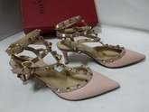 Valentino Rockstud Ankle Strap Pink Lambskin 65mm Heel for Sale