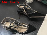 Valentino Rockstud Ankle Strap Pump in Black Suede Replica