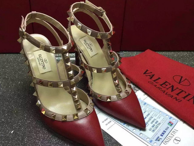 Valentino Rockstud Ankle Strap in Calfskin Leather for Sale