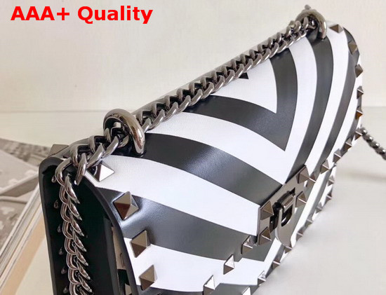 Valentino Rockstud Bag in Black and White Printed Calfskin Leather Replica