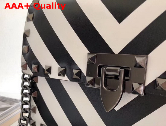 Valentino Rockstud Bag in Black and White Printed Calfskin Leather Replica