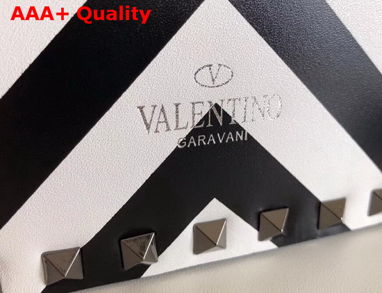 Valentino Rockstud Bag in Black and White Printed Calfskin Leather Replica