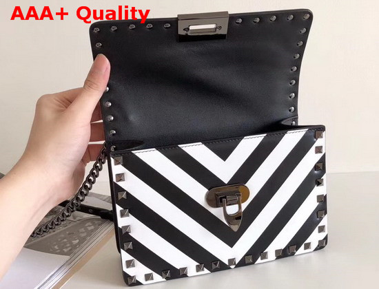 Valentino Rockstud Bag in Black and White Printed Calfskin Leather Replica