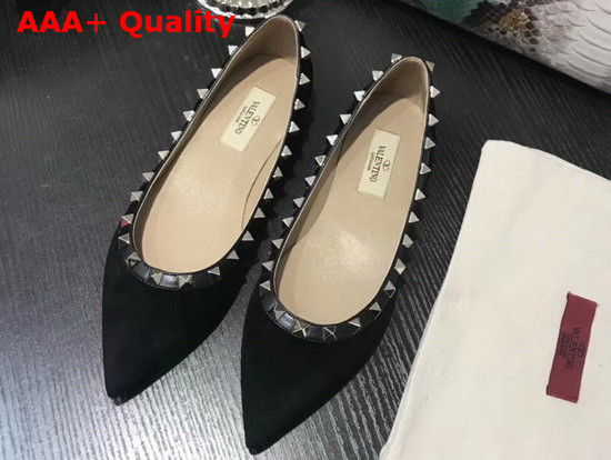 Valentino Rockstud Ballerina Shoes in Black Suede Replica