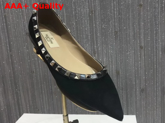 Valentino Rockstud Ballerina Shoes in Black Suede Replica