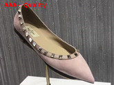 Valentino Rockstud Ballerina Shoes in Pink Suede Replica