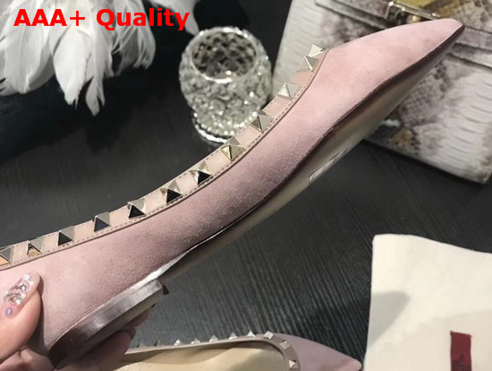 Valentino Rockstud Ballerina Shoes in Pink Suede Replica