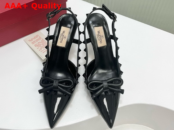 Valentino Rockstud Bow Slingback Patent Leather Pump 60mm Black Replica