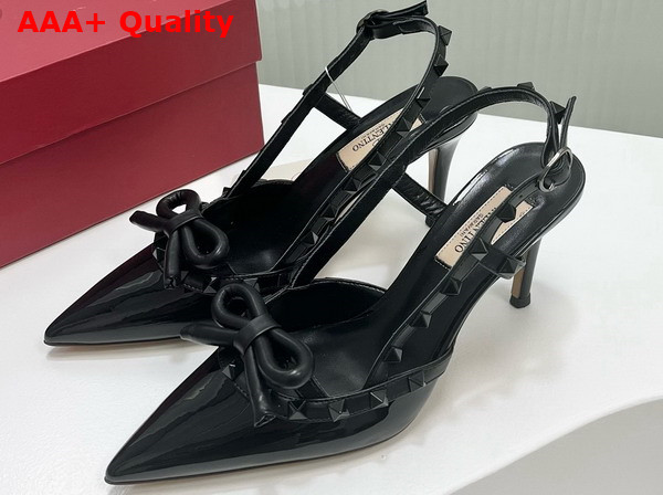 Valentino Rockstud Bow Slingback Patent Leather Pump 60mm Black Replica