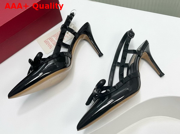 Valentino Rockstud Bow Slingback Patent Leather Pump 60mm Black Replica